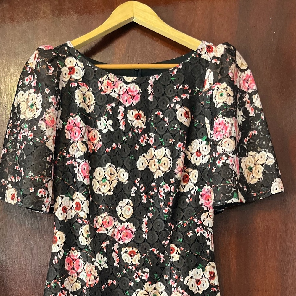 Women’s Plenty by Tracy Reese Black Dress with Pink Floral Lace